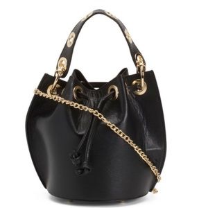 NWT House of Harlow 1960 Black Leather Bucket Bag